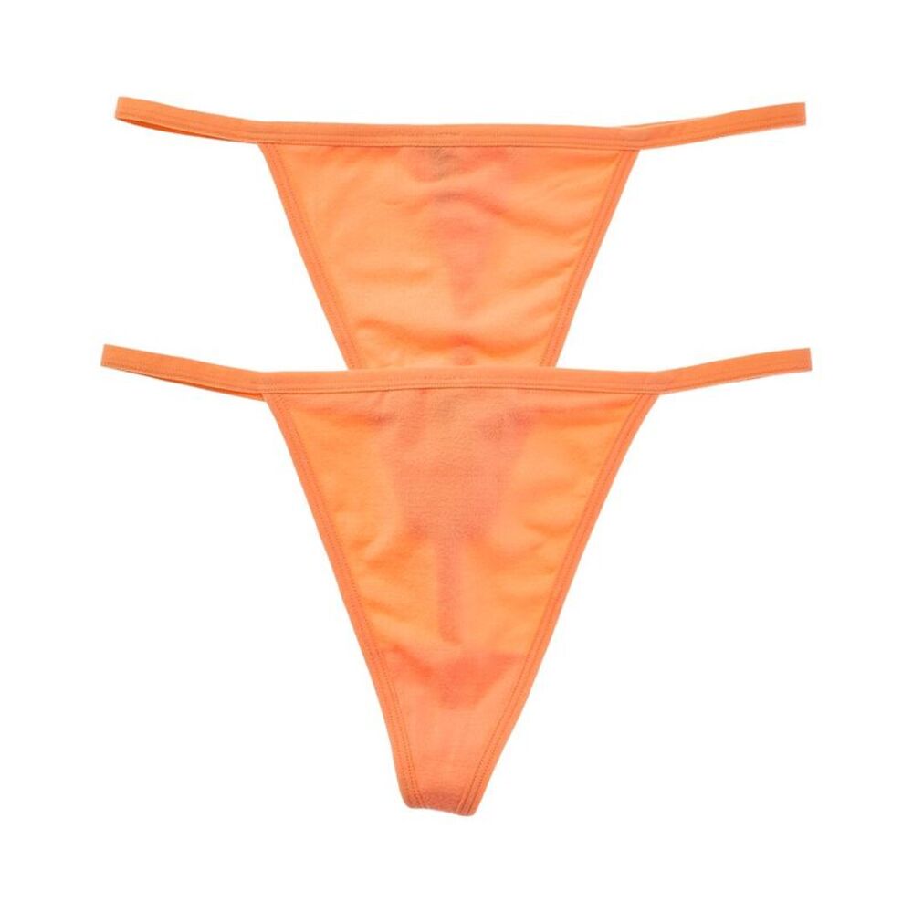Bamboo Womens Set Of 2 Seamless Cheeky G-String, Orange